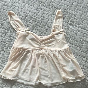 Edikted Cream Ruched Sleeveless Tank Top